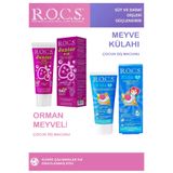 R.O.C.S. Rocs Junior 6-12 Orman Meyveleri Tadında 60 ml + Kids 3-7 Yaş Meyveli Çocuk Diş Macunu Meyve Külahı