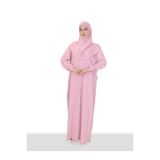 R reisa %100 Pamuk Düz Renk Başörtülü Tek Parça Namaz Elbisesi - Pembe