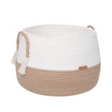 R RUNKA Doldurulmuş Hayvanlar, Giysiler, Bebek Battaniyeleri için Küçük Sepet - 30 cm x 24,8 cm - Oturma Odası, Yatak Odası, Çocuk Odası için Boho Sepetler | Pamuk İp Sepetler, Küp Sepet, Raf Altı Sepet | Ev Dekoru için Sepetler
