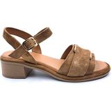 R1411 Hakiki Süet Deri Alçak Topuklu Kadın Camel Bej Süet Sandalet Ayakkabı