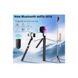 R16S 170CM Selfie Stick Led Işıklı Bluetooth Uzaktan Kumandalı 360 Derece Kullanım Tutma Kollu Telefon ve Kamera Uyumlu Tripod Özçekim Çubuğu R16S-SELFİE-STİCK