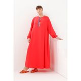 R4 Moda Nar Çiçeği Fermuarlı Elbise - Standart