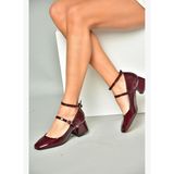 R654037208 Bordo Rugan Kalın Topuklu Kadın Ayakkabı