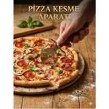Raakmadezanmir 1 Adet Ahşap Saplı Çelik Bıçaklı Pizza Kesici Pizza Ruleti 1 Adet
