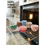 Raakmadezanmir 100 Adet Muffin Cupcake Kağıdı, Renkli Kağıt Muffin Kek Kalıbı (100 Adet)