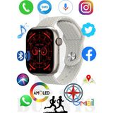 Rabbit Store Akıllı Saat Konuşma Özellikli Watch 9 Pro 45MM Amoled Ekran - 45 mm - Beyaz