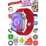Rabbit Store Samsung Galaxy A10 Uyumlu Akıllı Saat Watch 9 MAX+2024 45MM Kordon Hediyeli Amoled Ekran - 45 mm - Kırmızı