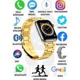 Rabbit Store Watch 8 Pro Metal Kordonlu Akıllı Saat 45MM Nfc Özellikli Bt Çağrı Destekli - 45 mm - Altın - Gümüş