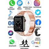 Rabbit Store Watch 8 Pro Metal Kordonlu Akıllı Saat 45MM Nfc Özellikli Bt Çağrı Destekli - 45 mm - Pembe - Siyah