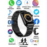 Rabbit Store Watch 8 Pro Metal Kordonlu Akıllı Saat 45MM Nfc Özellikli Bt Çağrı Destekli - 45 mm - Siyah