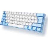 Rabbit Tech Blue Switch Mini Rgb Oyun Klavyesi Gaming Mekanik 62 Tuşlu 18 Rgb LED USB Type-C Kablo - Beyaz - Mavi