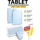 Rabbit Tech iPad Air 11 M4 (2026) Uyumlu Siyah Standlı Kılıf + Tablet Kalemi + Klavye Mouse Set - Mavi
