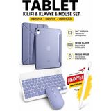 Rabbit Tech iPad Air 11 M4 (2026) Uyumlu Siyah Standlı Kılıf + Tablet Kalemi + Klavye Mouse Set - Mor