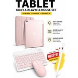 Rabbit Tech iPad Air 11 M4 (2026) Uyumlu Siyah Standlı Kılıf + Tablet Kalemi + Klavye Mouse Set - Pembe