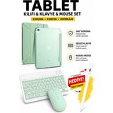 Rabbit Tech iPad Air 11 M4 (2026) Uyumlu Siyah Standlı Kılıf + Tablet Kalemi + Klavye Mouse Set - Yeşil