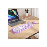Rabbit Tech Renkli Daktilo Tarzı Hello Bear Vintage Mekanik Klavye Mouse PC Laptop Uyumlu Kablosuz