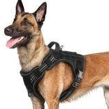 rabbitgoo Büyük Köpekler için Köpek Koşum Takımı, Molle ve Kontrol Saplı Taktik Servis Köpek Yeleği, Kolay Yürüyüş ve Antrenman için Ayarlanabilir ve Reflektörlü Askeri Evcil Hayvan Koşumu, Siyah, L