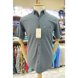 Rabbotti Kısa Kollu Cepli Kareli Indigo Yıkamalı Erkek Gömlek - 00430-Yeşil - 2XL