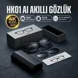 Rabee HK01 Akıllı Yapay Zekalı Gözlük Kameralı ve 139 Dil Çeviri Özellikli 13MP 4K 60FPS - Siyah