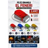 Rabelix 2 Adet Pilsiz Dinamolu El Feneri 3 Led'li Kendinden Şarjlı Deprem Kamp Acil Durum El Feneri