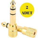 Rabelix 2 Adet Piyano-Gitar-Anfi Gold 6.3mm Erkek 3.5mm Dişi Adaptör Stereo Kulaklık Mikrofon Dönüştürücü