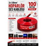 Rabelix Online Marketing 100 Metre 2x1.00mm CCA Hoparlör Ses Kablosu 100 Mt Siyah Kırmızı | Çift Damarlı Amfi Hoparlör Bağlantı Kablosu