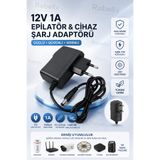 Rabelix Online Marketing 12V 1A Adaptör 1000mA Güç Kaynağı 5.5x2.5mm Uçlu 1 Metre Kablolu Epilatör Modem Kamera LED Adaptörü