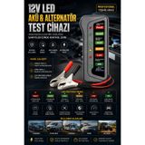 Rabelix Online Marketing 12V LED Akü Test Cihazı Alternatör Test Cihazı Dijital Akü Voltaj Ölçer Araç Akü Şarj Kontrol Test Cihazı Pensli