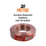Rabelix Online Marketing 20 Metre Şeffaf 2x0,50 Hoparlör Ses Sitemi Kablosu - Hoporlör Elektrik Tesisat Kordon Kablosu
