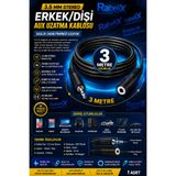 Rabelix Online Marketing 3 Metre 3.5mm Stereo Aux Uzatma Kablosu Erkek Dişi Kulaklık Ses Uzatma Kablosu Telefon Tablet PC Uyumlu