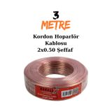 Rabelix Online Marketing 3 Metre Şeffaf 2x0,50 Hoparlör Ses Sitemi Kablosu - Hoporlör Elektrik Tesisat Kordon Kablosu