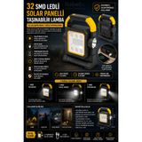 Rabelix Online Marketing 32 SMD Ledli Şarjlı Solar Kamp Lambası Powerbank Özellikli 3 Modlu Taşınabilir LED Projektör Fener