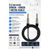 Rabelix Online Marketing 6.3mm Mono Jack Kablo Erkek Erkek 1 Metre | Gitar Amfi Mikser Ses Aktarım Kablosu