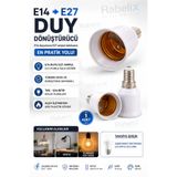 Rabelix Online Marketing E14'ten E27'ye Duy Dönüştürücü Adaptör | Isıya Dayanıklı ABS Plastik | Ampul Duy Çevirici 85-265V Beyaz