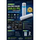 Rabelix Online Marketing Extreme Life+ 1.2V AAA Şarjlı Pil 1100mAh İnce Kalem Pil 2'li Paket Ni-MH Şarj Edilebilir Pil HR03-Kumanda Pili