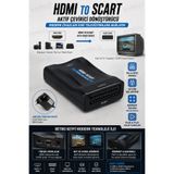 Rabelix Online Marketing HDMI to SCART Aktif Çevirici Dönüştürücü Adaptör PAL NTSC Destekli USB Güçlü HDMI SCART Dönüştürücü