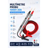 Rabelix Online Marketing Multimetre Probu 1000V 20A Test Ölçüm Kablosu CAT III Altın Uçlu Universal Avometre Voltmetre Ölçüm Prob Seti