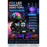 Rabelix Online Marketing RGB LED Hareketli Disko Topu USB Sahne Aydınlatma Lambası Uzaktan Kumandalı Renkli Parti Işığı Vakumlu