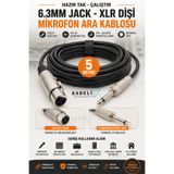 Rabelix Online Marketing Tak Çalıştır 5 Metre Mikrofon Kablosu 6.3mm Mono Erkek Jack - XLR Dişi Canon Kablo 5m