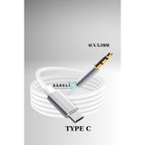 Rabelix Type-C To 3.5 mm Aux Audio Örgü Kablo Araç Içi Uyumlu Aux Kablosu Araç Içi Dönüştürücü