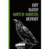 Raben Buch für Notizen: Notizbuch Rabe Notizheft A5 liniert cooles Tagebuch mit Seitenzahlen und Inhaltsverzeichnis Geschenk für Vogelliebhaber von Krähen mit Spruch EAT SLEEP WATCH RAVEN REPEAT