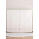 Rabi Mobilya Elif 6 Kapaklı Modern Gardırop Beyaz Suntalam Malzemeden Ayna Yok - 180 cm