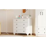 Rabi Mobilya Irem Country 5 Çekmeceli Beyaz Şifonyer 90 cm Genişlik 86 cm Yükseklik 40 cm Derinlik
