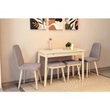 Rabi Mobilya MİORA MİNİ AÇILIR MUTFAK MASA TAKIMI, SEDEF KREM SOHO GRİ ( 1 Masa +4 Sandalye )