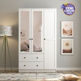 Rabi Side 3 Kapak 2 Çekmece Aynalı 210 Beyaz Gardırop