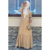 Rabia Şamlı Duru Simli Camel Elbise - 36 - Fashion