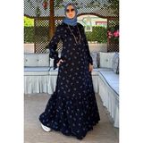 Rabia Şamlı Gül Mavi Çiçekli Elbise - 38 - Fashion