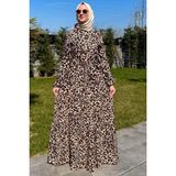Rabia Şamlı Leopar Desenli Elbise Kahve - Fashion - 42
