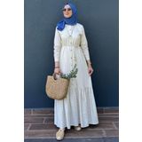 Rabia Şamlı Süreyya Çizgili Gömlek Elbise İndigo