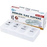 Rabır Kapaklı 4 Bölmeli Ilaç Saklama Kutusu BPA İçermeyen Plastik Malzemeden Üretilmiştir